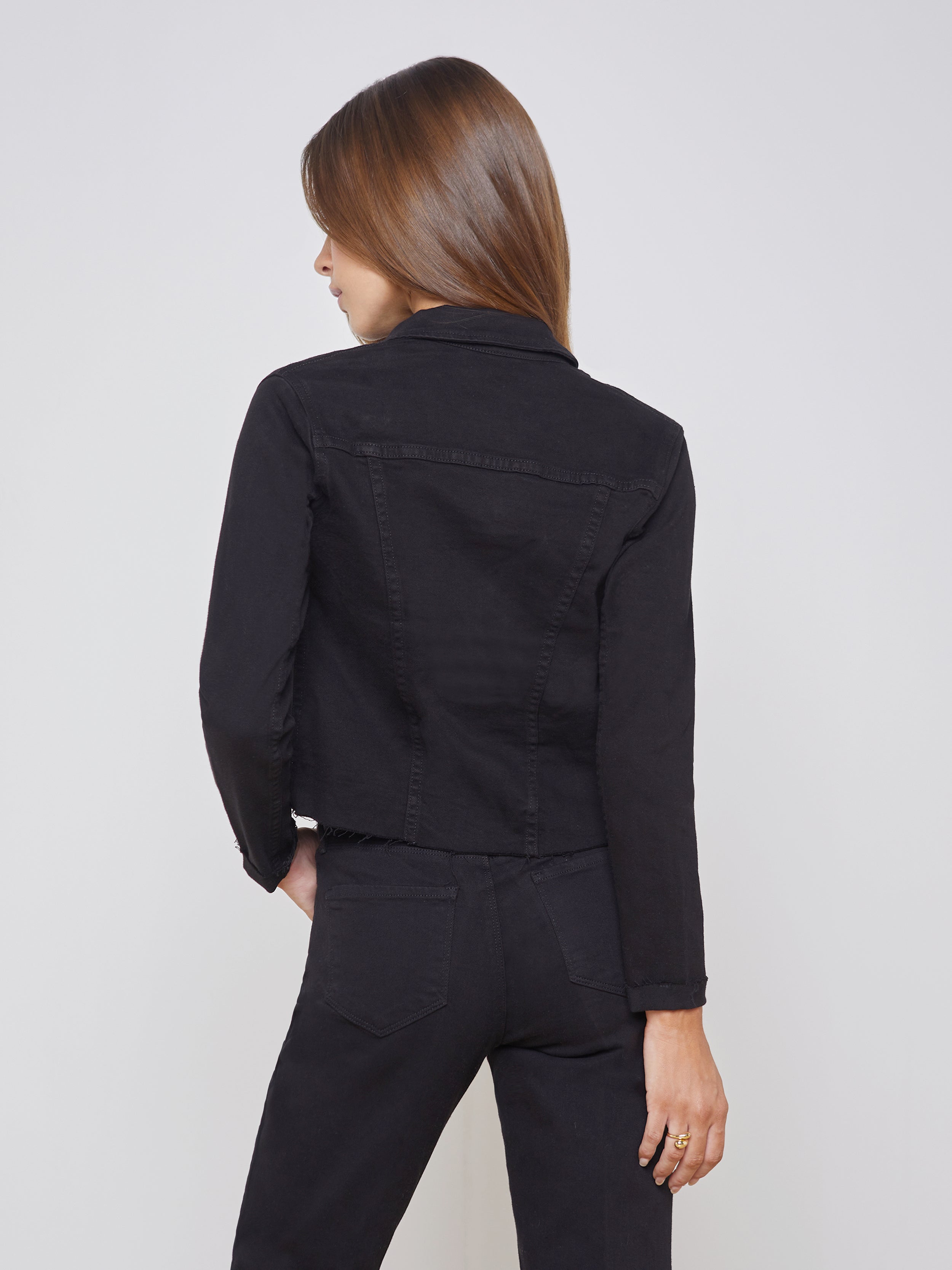 Agnes Orinda Women's Plus Size Washed Ripped Distressed Cropped Frayed Denim  Jacket Black 1x : Target